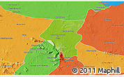 Physical 3D Map of Tbeng Meanchey, political outside