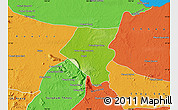 Physical Map of Tbeng Meanchey, political outside