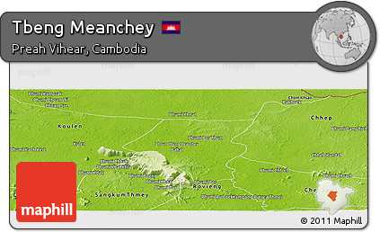 Physical Panoramic Map of Tbeng Meanchey