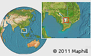 Satellite Location Map of Mesang, highlighted parent region