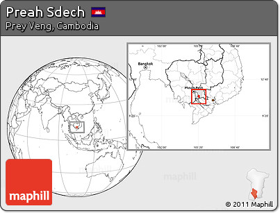 Blank Location Map of Preah Sdech, highlighted parent region