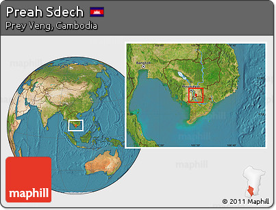 Satellite Location Map of Preah Sdech