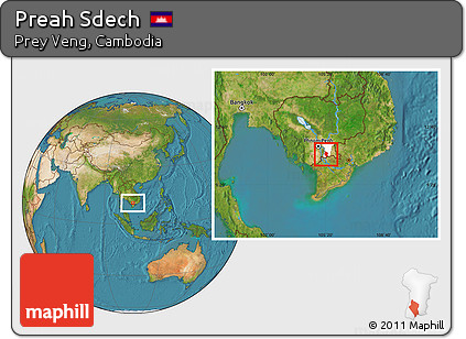 Satellite Location Map of Preah Sdech, highlighted parent region