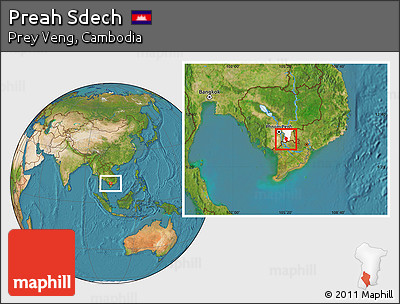 Satellite Location Map of Preah Sdech, highlighted parent region
