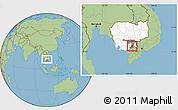 Savanna Style Location Map of Preah Sdech, highlighted country, highlighted parent region, within the entire country