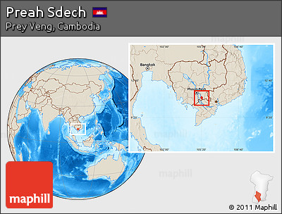 Shaded Relief Location Map of Preah Sdech