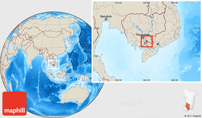 Shaded Relief Location Map of Preah Sdech