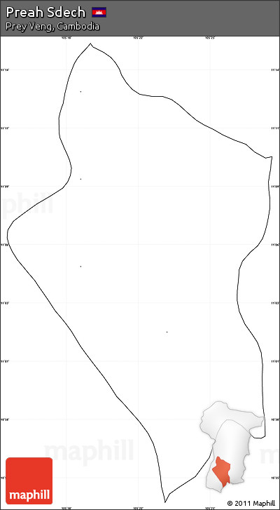 Blank Simple Map of Preah Sdech, cropped outside, no labels