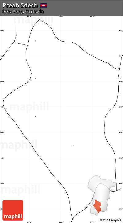 Blank Simple Map of Preah Sdech, no labels