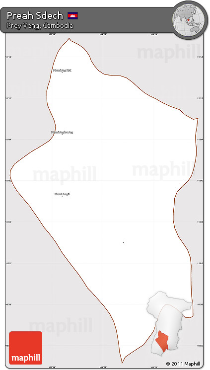Classic Style Simple Map of Preah Sdech, cropped outside