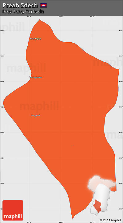 Political Simple Map of Preah Sdech, single color outside