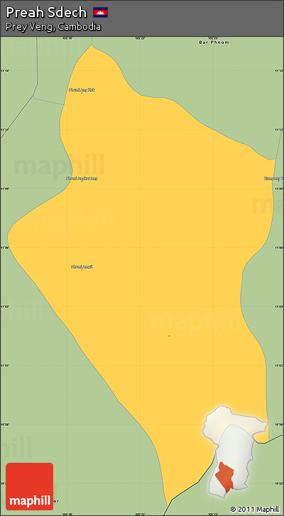 Savanna Style Simple Map of Preah Sdech