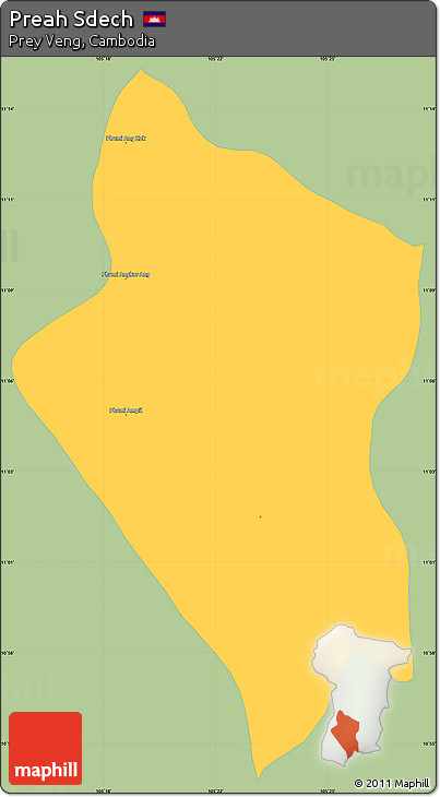 Savanna Style Simple Map of Preah Sdech, single color outside