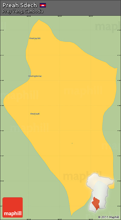 Savanna Style Simple Map of Preah Sdech, single color outside