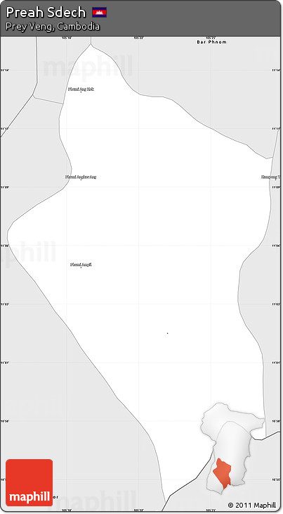 Silver Style Simple Map of Preah Sdech