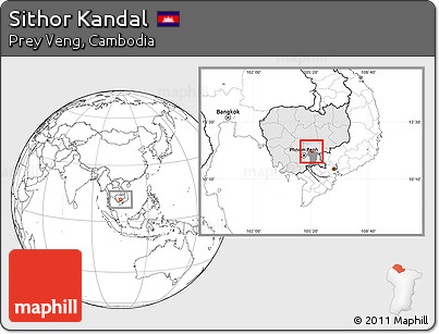 Blank Location Map of Sithor Kandal, highlighted country, highlighted parent region
