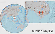 Gray Location Map of Sithor Kandal, within the entire country, hill shading