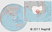 Gray Location Map of Sithor Kandal, highlighted country, highlighted parent region, hill shading
