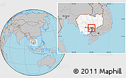Gray Location Map of Sithor Kandal, highlighted country, highlighted parent region