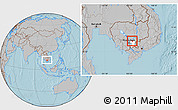 Gray Location Map of Sithor Kandal, highlighted parent region, within the entire country, hill shading