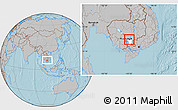 Gray Location Map of Sithor Kandal, highlighted parent region, hill shading