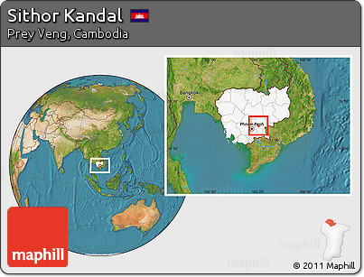 Satellite Location Map of Sithor Kandal, highlighted country