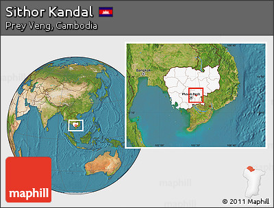 Satellite Location Map of Sithor Kandal, highlighted country