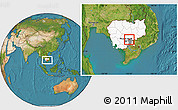 Satellite Location Map of Sithor Kandal, highlighted country, highlighted parent region