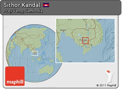 Savanna Style Location Map of Sithor Kandal, hill shading