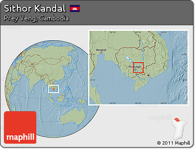 Savanna Style Location Map of Sithor Kandal, hill shading