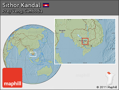 Savanna Style Location Map of Sithor Kandal, hill shading