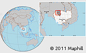 Gray Location Map of Angkor Chum, highlighted country, highlighted parent region, within the entire country