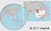 Gray Location Map of Angkor Chum, highlighted country, highlighted parent region