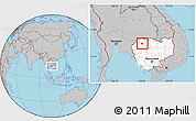 Gray Location Map of Angkor Chum, highlighted country