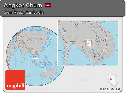 Gray Location Map of Angkor Chum, highlighted parent region