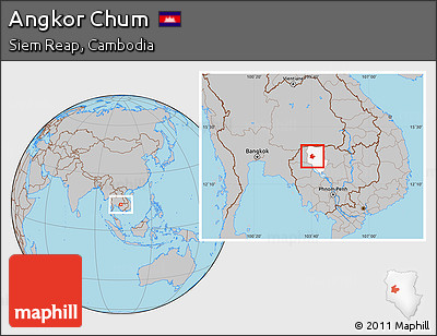 Gray Location Map of Angkor Chum, highlighted parent region