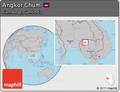Gray Location Map of Angkor Chum, highlighted parent region