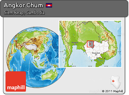 Physical Location Map of Angkor Chum, highlighted country, highlighted parent region