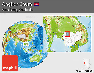 Physical Location Map of Angkor Chum, highlighted country, highlighted parent region