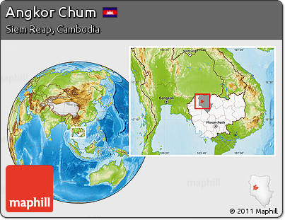 Physical Location Map of Angkor Chum, highlighted country, highlighted parent region