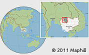 Savanna Style Location Map of Angkor Chum, highlighted country, highlighted parent region