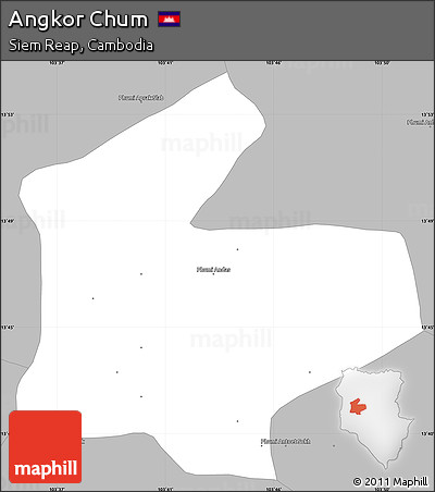 Gray Simple Map of Angkor Chum