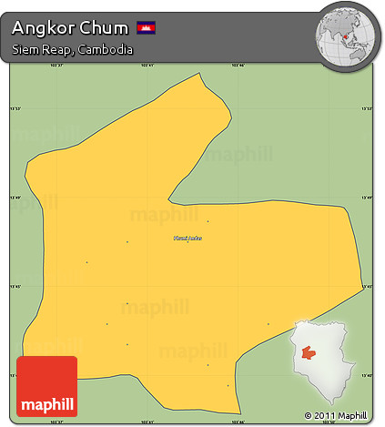 Savanna Style Simple Map of Angkor Chum, cropped outside