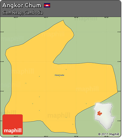 Savanna Style Simple Map of Angkor Chum, cropped outside