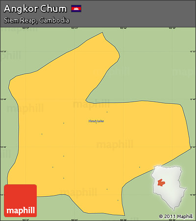 Savanna Style Simple Map of Angkor Chum, cropped outside