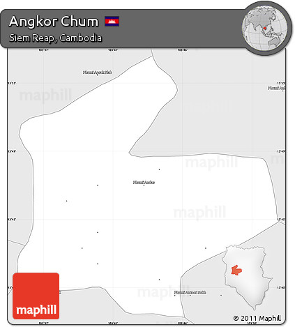 Silver Style Simple Map of Angkor Chum
