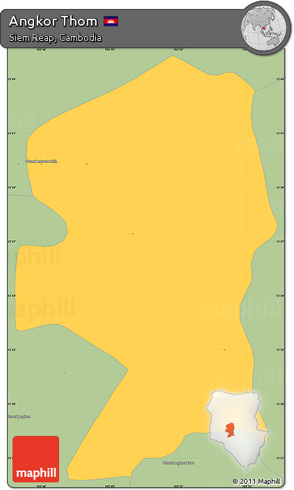 Savanna Style Simple Map of Angkor Thom