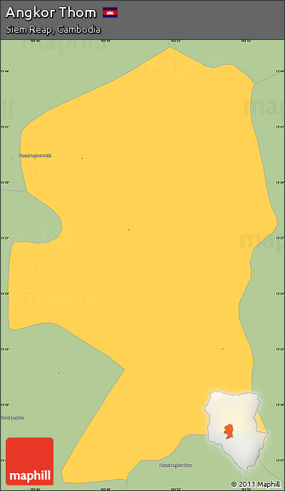 Savanna Style Simple Map of Angkor Thom
