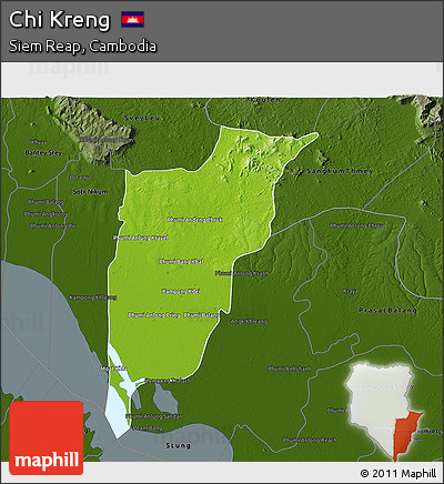Physical 3D Map of Chi Kreng, darken