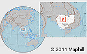 Gray Location Map of Chi Kreng, highlighted country, hill shading